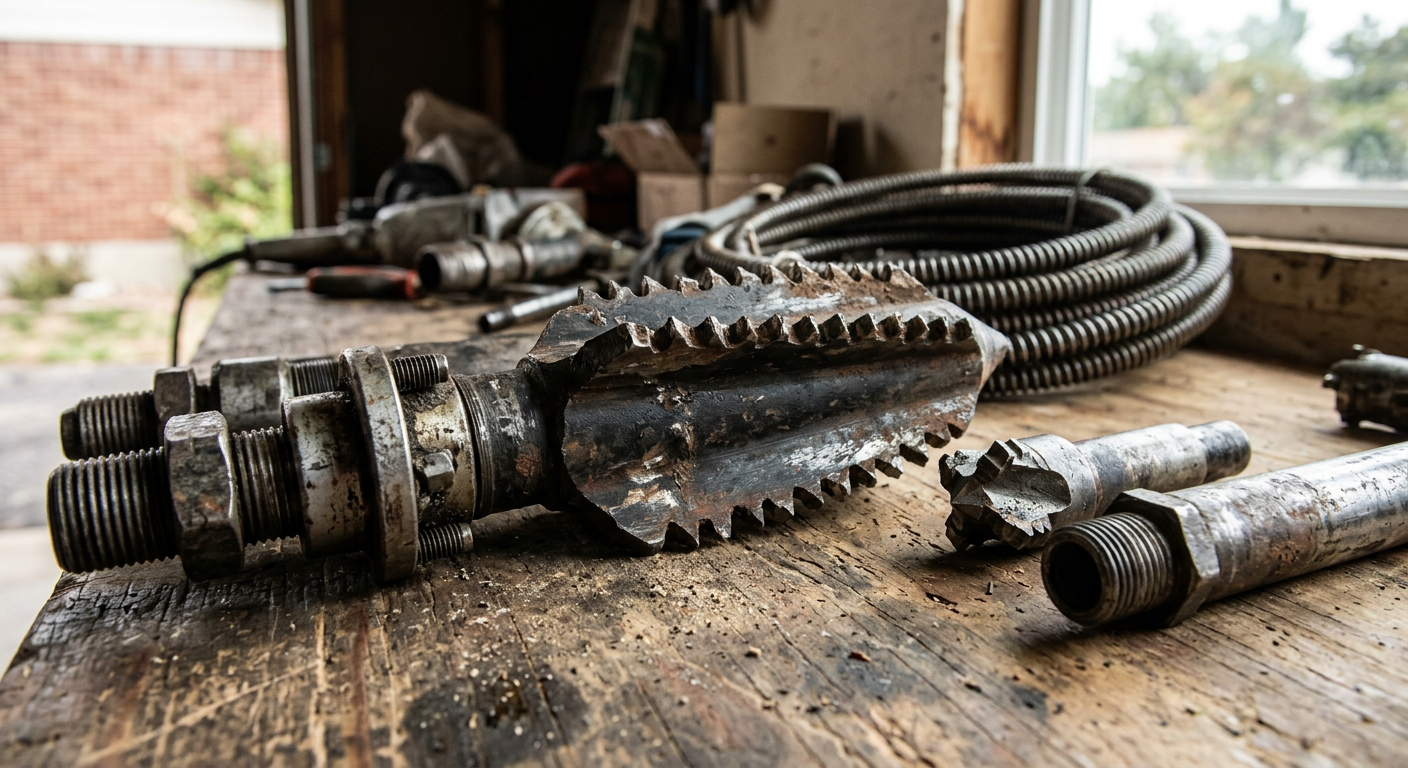 Heavy-duty steel root cutter attachment blades for drain cleaning and rooter machinery