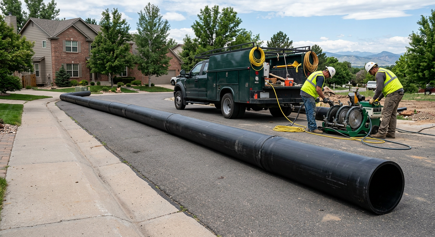 Fused seamless HDPE sewer pipe ready for pipe bursting installation